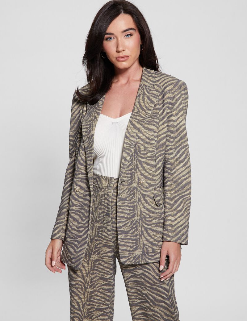 Double breasted zebra print blazer