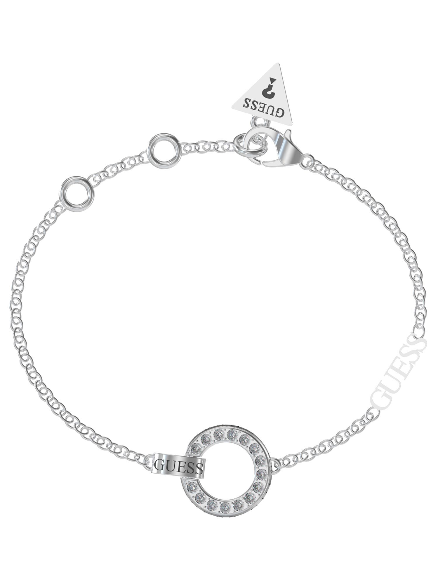 GUESS Women's Silvertone Chain Toggle Dangle Heart Charm Bracelet -  ShopStyle