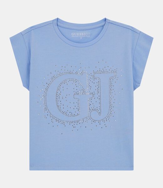 Rhinestones GJ logo stretch t-shirt