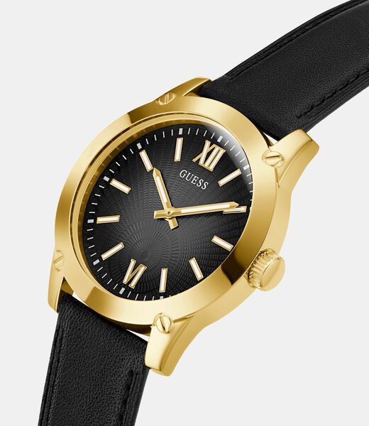 Suede leather analogue watch