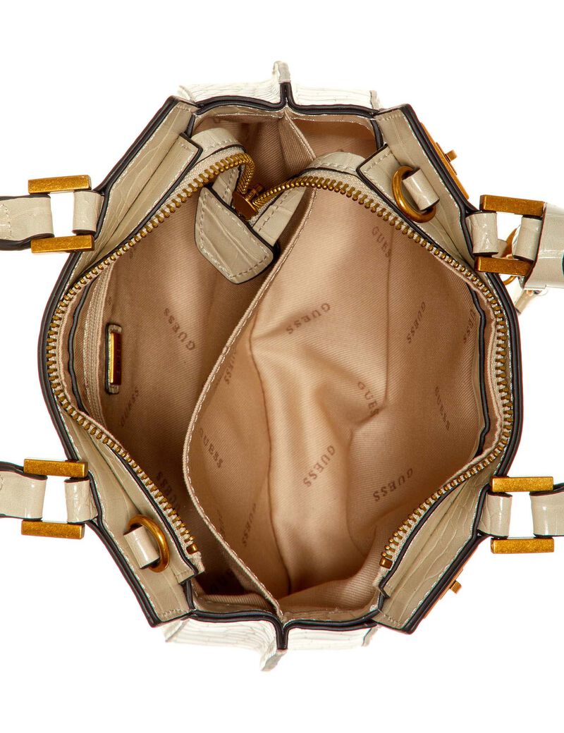 Guess Women Katey Croc Mini Satchel Bag, Eggshell : Buy Online at