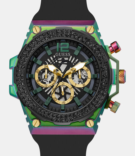 Multi-function watch with crystal appliqué