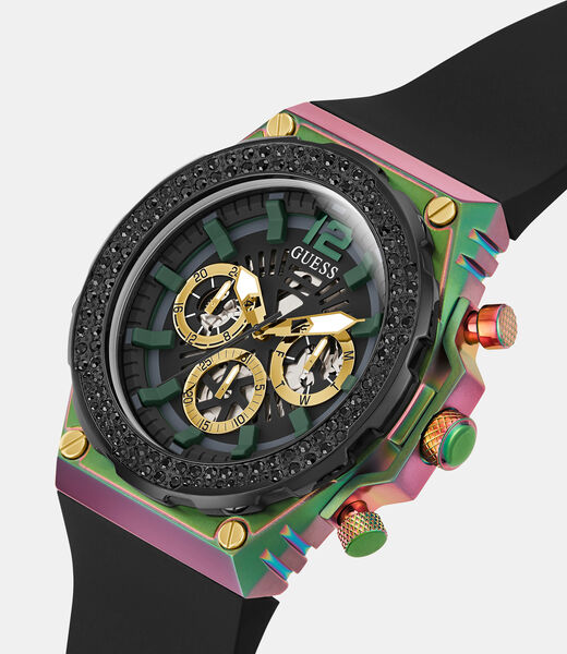 Multi-function watch with crystal appliqué